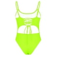 thumbnail image 7 of REORIAFEE Womens One Piece Athletic Swimsuit Bathing Suit Resort Wear Swimwear Scoop Neck Cut Out Front Lace Up High Cut Monokini One Piece Swimsuit Mint Green S, 7 of 7