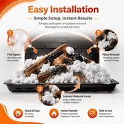 Artrylin 7 oz Aluminum Silicate Fibe,High-Temperature Resistance Fireplace Embers,Rock Wool Glowing Embers,Rock Wool for Vented Gas Fireplaces,Mineral Fiber Rock Wool