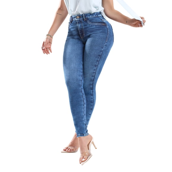 Jeans Skinny Tiro Medio Savi SB4756C Azul Stretch Mujer