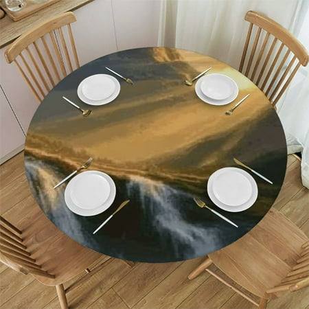 

Autua Waterfall Mountains Sunlight Round Tablecloth Stain-Resistant Washable Indoor Outdoor Restaurant Wedding Party Picnic Camping Kitchen Dining Waterproof Fabric 31 -35