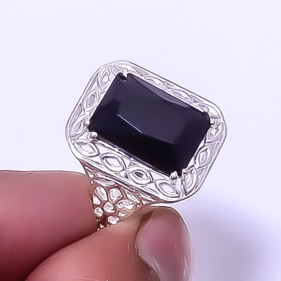 Black Onyx 925 Sterling Silver Handmade Ring s.7.5 R7646-6, Christmas Gift, Gemstone Silver Jewelry, Onyx Ring, New Year Sale