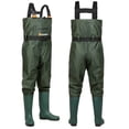 thumbnail image 4 of GIEESHIELD Waterproof Bootfoot Chest Waders for Men and Women, Lightweight 2-Ply Nylon/PVC Fishing & Hunting Waders with Boot Hanger - Green (Green, M6/W8), 4 of 7