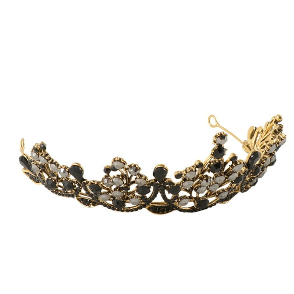 IMIKEYA 1Pc Elegant Black Crystal Crown Retro Rhinestone Hair Decoration