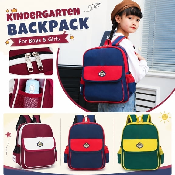 AHMOMEI Contrast Trim Backpack 13.39", Multi Pocket Casual Daypack with Adjustable Shoulder Straps, Waterproof Portable Carry Bag for Playtime, Trip