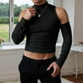 thumbnail image 2 of uikmnh Mens T Shirts Men's High Neck off Shoulder Hollow Sexy Long Sleeved T Shirt Size:S, 2 of 4