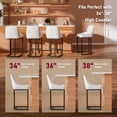 thumbnail image 4 of Ninecer Bar Stools Set of 2, White PU Leather 24inch Counter Height Stools Upholstered Bucket Seat with Metal Legs, Kitchen Island Counter Chairs for Dining Room 300lbs, 4 of 8