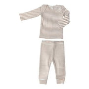 Q by Quincy Mae Baby 2pc Ribbed Spice Striped Top & Bottom Set - Ivory/Burgundy 3-6 Months