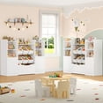 thumbnail image 3 of Hiphuta 55"Wide Toy Storage Organizer with Book Shelves Behind The Doors, Kids Bookcase Wood Toy Organizer of 6 Removable Boxes & 8 Storage Cubes, White, 3 of 8
