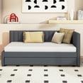 thumbnail image 2 of Bellemave Full Size Daybed with Trundle, Linen Upholstered Daybed with Twin Trundle, Full Size Sofa Bed Frame for Bedroom Guest Room Living Room（Gray), 2 of 8