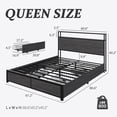 thumbnail image 2 of Fluest Queen Bed Frame with 2-Tier Headboard,Metal Support,USB Port & LED Light, 4 Storage Drawers, Grey, 2 of 7