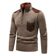 thumbnail image 5 of Men's Half Zip Pullover Knitted Regular Fit Sweater with Soft Brushed Flannel Lining,Mens Quarter Zip Up Sweater Pullover Polo Tops, 5 of 6