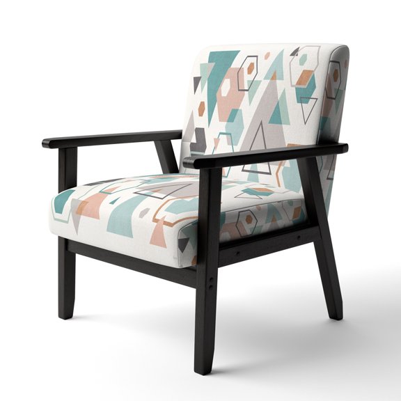 Designart "Geometric Hexagons Pattern VI" Upholstered Transitional Accent Chair - Midcentury Arm Chair