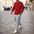 thumbnail image 2 of HBFAGFB Survêtements pour Hommes Ensemble 2 Pcs Chandails en Molleton Col Rond Pantalons Décontractés Doux avec Poches Rouge Taille TG, 2 of 3
