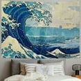 thumbnail image 2 of ONETECH Retro Ocean Tapestry Wall Hanging, Vintage Blue Watercolor Ocean Waves Wall Art Tapestries, Japanese Anime Sea Wave Wall Decor Indian Tapestry for Bedroom Aesthetic Home Dorm, Wall Blacket, 2 of 6