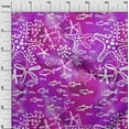 thumbnail image 3 of oneOone Georgette Viscose Purple Fabric Starfish & Fish Sewing Craft Projects Fabric Prints By Yard 42 Inch Wide, 3 of 6