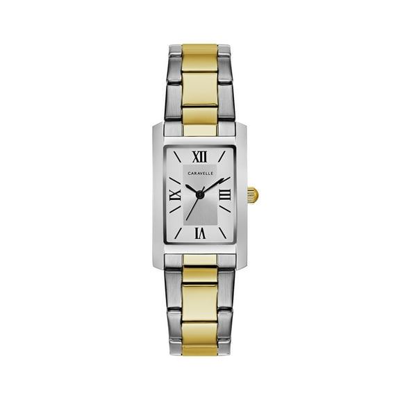 Caravelle Designed By Bulova Women's Classic Rectangular Stainless Steel Dress Watch