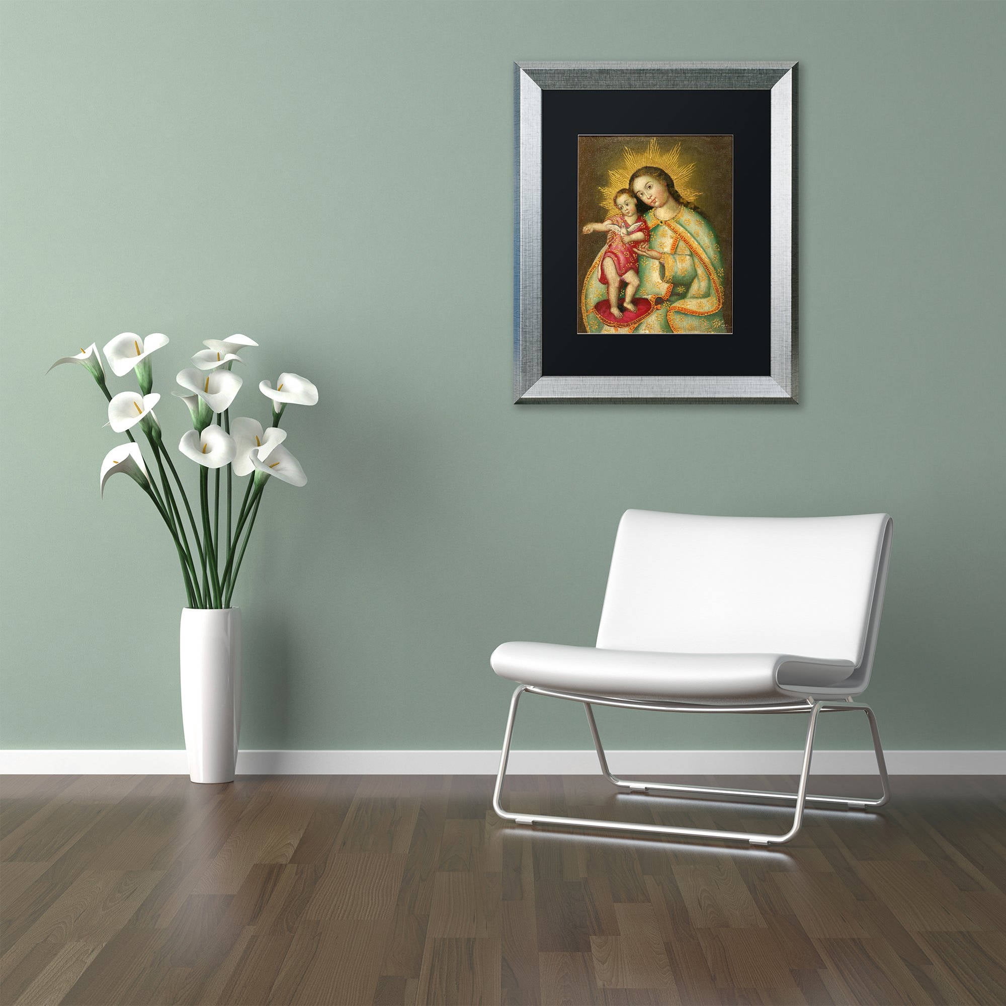 Trademark Fine Art "The Virgin and Son II" Canvas Art by Masters Fine Art, Black Matte, Silver Frame