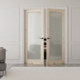 thumbnail image 2 of 60" x 80" 1-Lite Frosted Glass Primed French Doors White Pine Double Doors With Hardware / Handle for Bathroom, 2 of 9