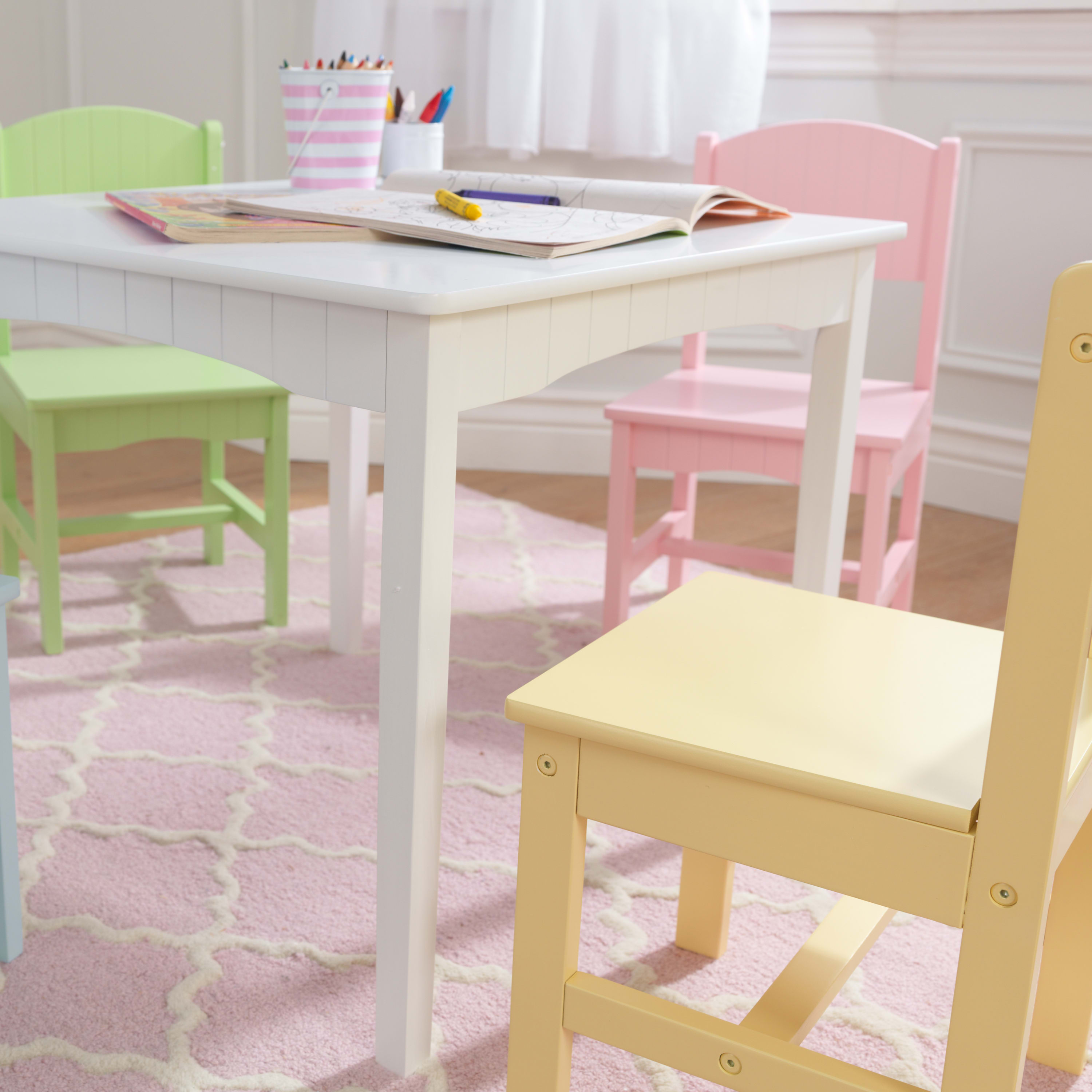 KidKraft Nantucket Children's Wooden Table & 4 Chair Set, Pastel Colors - image 3 of 9