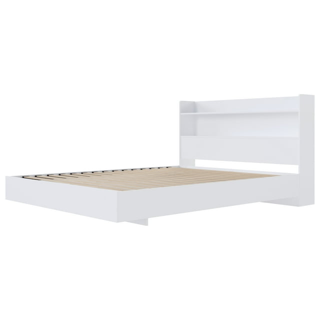 Nexera Harper 2-Piece Floating Platform Bed Set, White, Double
