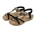 thumbnail image 2 of eczipvz Sandals Women Women's Rivet Rhinestone Pearl Flat Sandals Slip on Memory Foam Sandals Open Toe Slide Sandals,Black, 2 of 5