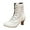 White, variant on Rokment Women's Vintage Combat Dress Boots Retro White Black Leather Pointed Toe Kitten Heels Mid Calf Ankle Booties Black Size 6