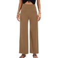 thumbnail image 3 of LELEBEAR Los pantalones de pierna ancha a medida sin esfuerzo, pantalones largos rectos de pierna ancha para mujer, cintura alta, 3 of 5