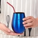 thumbnail image 3 of Zhuge Copa de vino sin tallo de acero inoxidable de 17 oz, vaso de vino portátil para exteriores para piscina, campamentos, barbacoas, viajes - Juego de 2 vasos de metal para beber (azul), 3 of 5