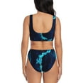 thumbnail image 3 of Wukai Blue Marble And Gold Women's Bikini Set Two Piece,wimsuit High Waisted V Neck Twist Front Adjustable Spaghetti Straps Bathing Suit-Small, 3 of 7