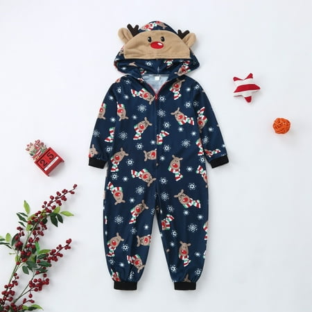 

Kids Child Deer Hooded Romper Jumpsuit Family Pajamas Sleepwear Christmas Matching Outfit