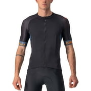 Castelli Mens Entrata VI Jersey, Quarter Length Sleeve Zip Up Jersey for Aerodynamics, Gravel Biking & Race Cycling - Light Black/Light Steel Blue-Pop Orange - X-Large