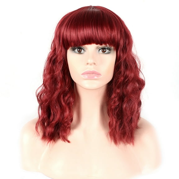 ERDOUY Wig Curly Hair Wave Medium Temperament Wig Headgear,11.8in，A106