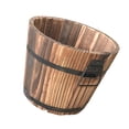 thumbnail image 3 of Wooden Flower Pot Flat Edge Garden Decor Succulent Plants Flower Barrels Decorations  Small, 3 of 9