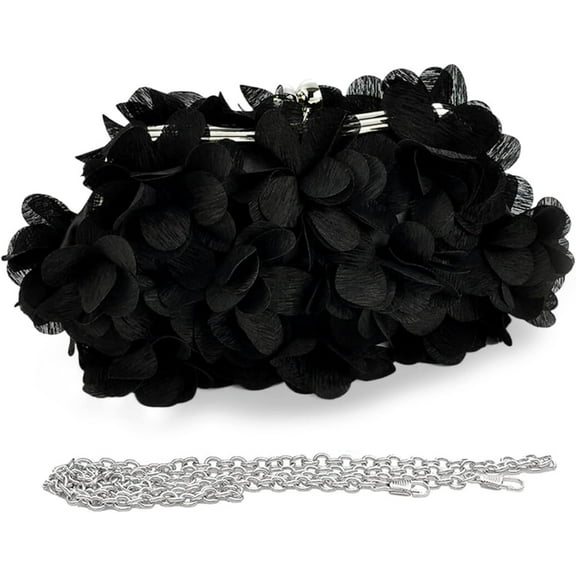 CAILDANL Women Elegant Evening Purse, Small Floral Clutch Bag with Detachable Chain for Wedding, Party, Prom