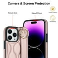 thumbnail image 3 of Finger Ring Wrist Band Phone Case Compatible with iPhone 16 Pro Max for Women Girls, Adjustable Wristband Kickstand [Stand Function] PU Leather Case Cover for iPhone 16 Pro Max, Rosegold, 3 of 8