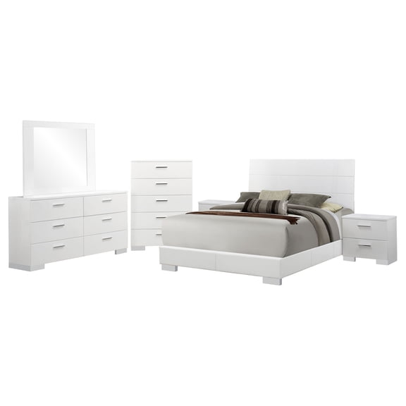 Felicity 6-piece California King Bedroom Set White High Gloss