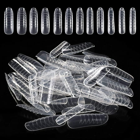 YOPAY 360 Pcs Coffin Nails, Clear Full Cover Dual Nail Extension Forms ...