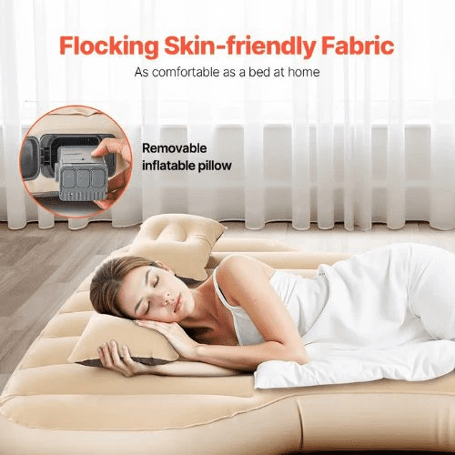 84.1x49.2x7.9 Inch Inflatable Car Air Mattress with Built-in Pump Beige