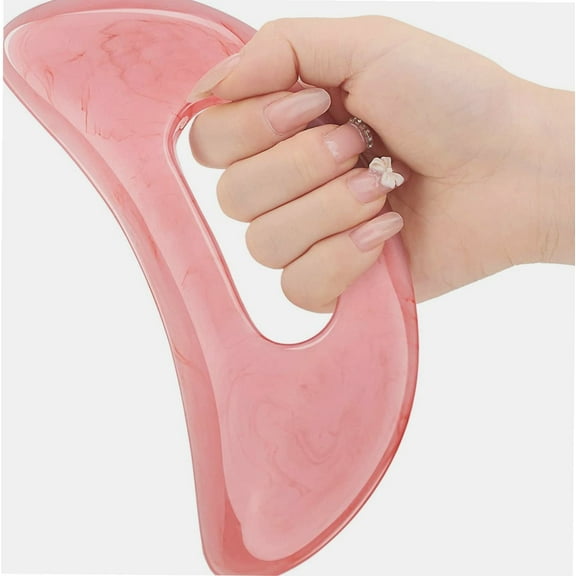 Gua Sha Massage Tool with Handle Resin Massage Tools Lymphatic Drainage Massager Body Shaping Gua Sha Tools for Full Body Men Women Birthday Festival Holiday Present (Pink)
