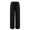 thumbnail image 4 of Comdrip Pants for Women Trendy Fashion Women Loose Solid Color Casual Wide Leg Pants Cotton Trousers Womens Flowy Pants Black L, 4 of 9