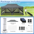 thumbnail image 6 of HOTEEL 10x20 Heavy Duty Canopy Tent, Pop up Gazebo with Netting Screened ,Waterproof Ez up Canopy with Sidewalls, Outdoor Instant Party Tent for Backyard,Gray, 6 of 10