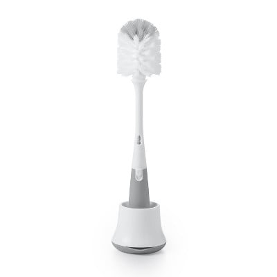 Bottle Brush with Bristled Cleaner & Stand - Gray