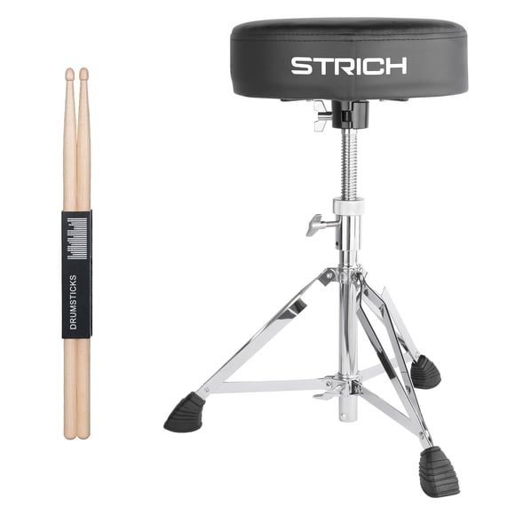 STRICH Drum Throne, Height Adjustable Padded Seat Drum Stool, Heavy Duty Swivel Drum Chair, Double Braced Padded Stool with 5A Dr