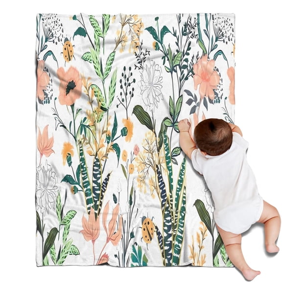 Pioneer Flower Floral Print Pattern Blanket,Comfortable Soft Flannel Throw Blanket,All Season,Warm Lightweight Blankets for Sofa Bed Couch Living Room Chair,30"x40"