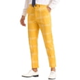 thumbnail image 4 of INSPIRE CHIC Men's Plaid Dress Pants Slim Fit Checked Printed Trousers 32 Yellow, 4 of 7