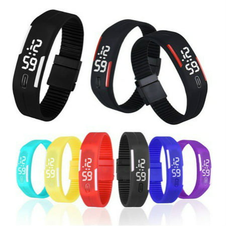 Rubber LED Watch Date Sports Bracelet Digital Wrist Watch Zh3 For Men and