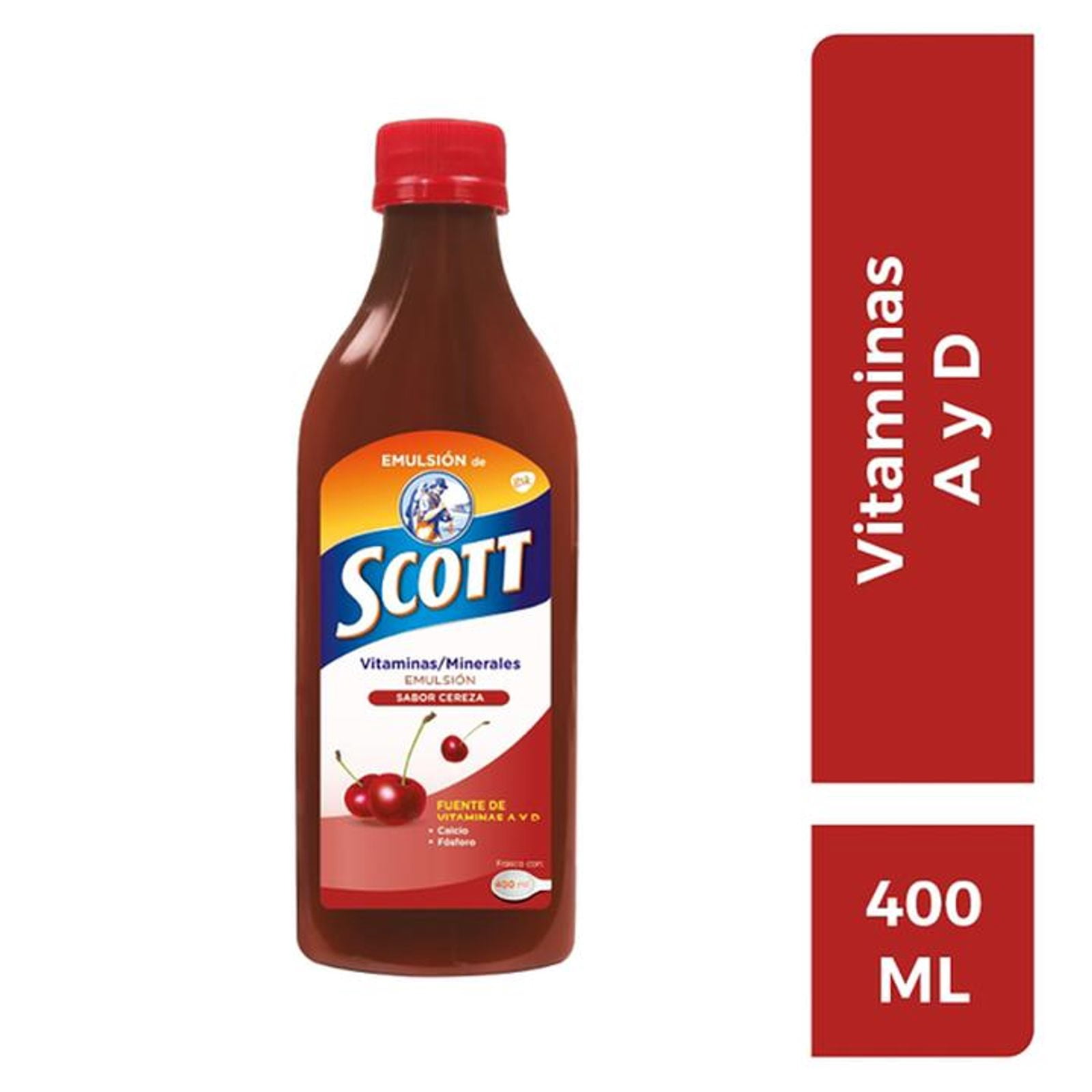 Scott Emulsion Cherry Flavor 400mL – Source of Vitamins A & D, Calcium and Phosphorus