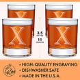 thumbnail image 5 of (X-Monogram)- 4 Piece Set of 11 Ounce Engraved Heavy Base Rocks Glasses- Quality Elegant Glass-Multi-Purpose Beverage-Rocks Glass- For any Occasion- By: On The Rox, 5 of 5