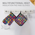 thumbnail image 4 of Yayeee Oven Mitts and Pot Holder Set of 4 Heat Resistant Kitchen Gloves Baking Hot Pad, Colorful Checkered Daisy, 4 of 5