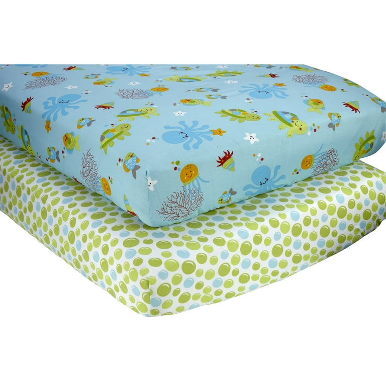NoJo Cotton Polyester Blend Crib Sheets Ocean Dreams 2pk